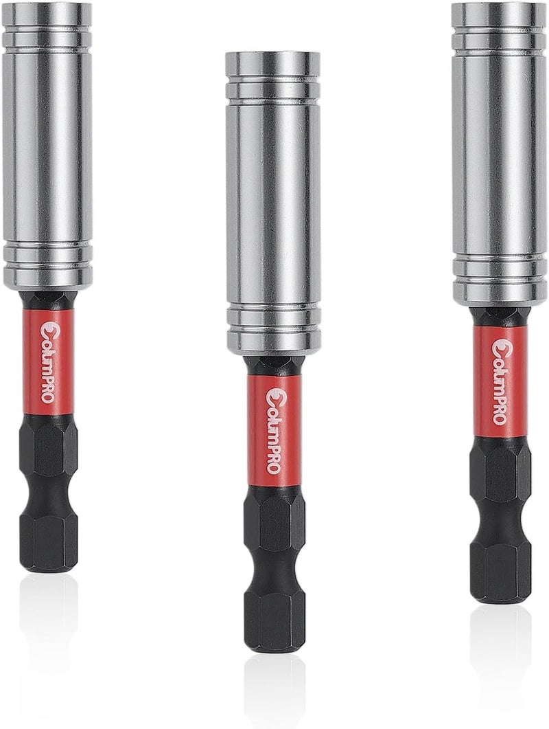 ColumPRO 3PCS 1/4" Strong Magnetic Impact Bit Holder, Black Series, Upgraded Magnetic Drill Bit Extension for Impact Driver, Cordless Drill, 1/4" Hex Shank Premium S2 Steel - Image 1